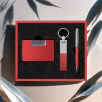 Custom Luxury Corporate Gift Set Keychain Cardholder with Pen for Business Welcome Gifts with Commemorative Gift Box