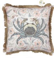 Luxury Solid Striped Pattern Indoor/Outdoor Coastal Sea Horse Crab Whale Jute Trim Washable Woven Eco-Friendly Throw Pillow