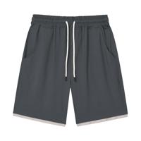Manufacturers Dark Grey Distressed Embroidery Custom Logo Plus Size Drawstring Loose Fitting Cotton Men Shorts