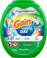Gain Flings Ultra Oxi Laundry Detergent Pacs, 112 Count, Waterfall Delight Scent, with Odor Defense, concentrated laundry soap