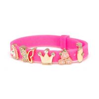Biojoux Brand BJB012 -Kid Bracelet Glitter deep rose 4 CHARMS GP