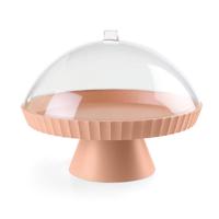 Made in Italy Cake Stand with Dome Pink diameter 30 cm Polypropylene Multifunctional Dessert Stand with Cap and Shovel Tableware