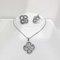 factory price plata 925 sterling silver simple earring and necklace set knot dainty fancy korean zirconia unique jewelry sets