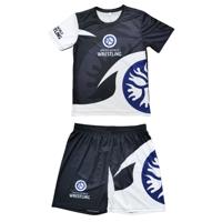 2025 Custom Men's Knitted Wrestling Set T-shirts+shorts Full Sublimation 2 Pcs Set International