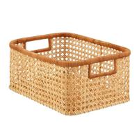 Rectangular Wood Rattan Storage Baskets Woven Organizer for Bathroom Bedroom Wholesale Price Bulk Quantity