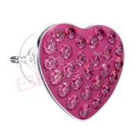 Biojoux Brand BJT2100 - Rose Crystals Heart 10mm Luxury Designer Earrings Pink Heart Stud Earrings
