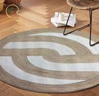 Hand-woven Braided Jute Carpet Cushioned Washable Glue-free Pet-Friendly Non-Slip Floor Mat Log Style Reversible Flat Weave