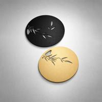 Custom Frosted Aluminum Wall Decor Round Shape Laser Cutting Metal Art Black Gold Bamboo Pattern Indoor Wall Ornament