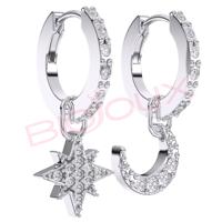 Biojoux Brand BJT280 - Georgia 12mm Moon Star 8mm High Quality Earrings Jewelry Small Stainless Steel Hoop Earrings