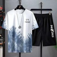 Men's Summer Fashion Outerwear Set Quick-Drying Ice Silk Sports T-Shirt and Shorts 3D Printed Casual Basketball Top and Bottom
