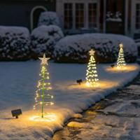 High Quality Solar Christmas Tree with LED Lights and Stainless Steel Standing Base-Outdoor Decoration