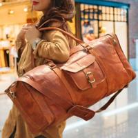 New Designer 100% Genuine Leather Waterproof Zipper Antitheft Large Capacity Portable Light Weight Travel Duffel Bag Weekend