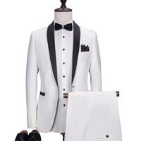 Elegant Men's white Tuxedo Wedding Suit High Quality Solid Slim Fit Blazer 3-Piece Set Direct from India-Plus Sizes Available