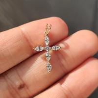 0.50 Carat Round and Marquise Diamond Christian Cross Pendant for Women 10K 14K Gold PT950 S925 Trendy Jewelry