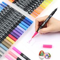 Custom Logo 100 Colors/Custom Dual Tip Brush Pens Water-Based Ink Multi-Tip Sizes Art Marker Set Wholesale Custom Packing