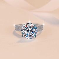 Women's Engagement Ring with 2 Carat Round Brilliant Cut Moissanite 925 Silver Adjustable Bar Setting Elegant and Durable