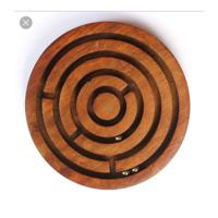 Handcrafted Wood Circle Marble Maze Board Game Vintage Strategy Puzzle Challenging Dexterity Toy Educational Gift Mazeball Game